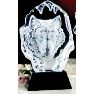 6.5" Animal Kingdom Wolf Hand Blown Glacier Award