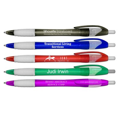 Liqui-Mark® Silhouette Translucent Retractable Ballpoint Pen w/Clear Rubber Grip