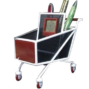 Shopping Trolley Pen Holder w/Clock