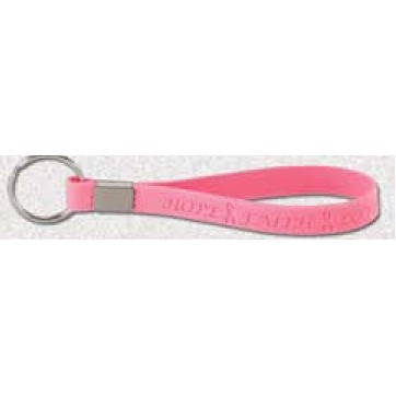 Pink Ribbon Silicone Bracelet Key Chain