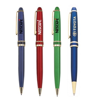 Antonio Metallic Blue Ballpoint Pen w/Gold Trim