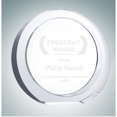 6 3/4" President Circle Optical Crystal Award Plaque