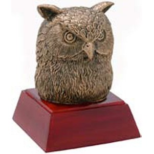 Owl, Antique Gold, Resin Sculpture - 4"