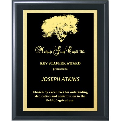 Solid Black Finish Lasered Plate Award Plaque 5"X7"