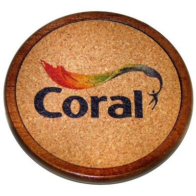 Round Wood Coaster w/Cork Inlay