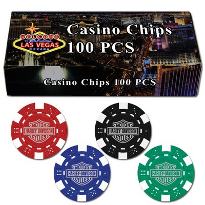 100 Hot-Stamped Dice Poker Chips in Gift/Retail Box