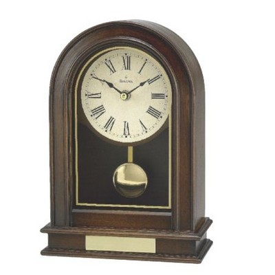 Bulova Hardwick Solid Walnut Pendulum Clock w/Decorative Glass