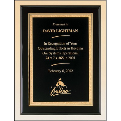 Ebony Plaque with Florentine Border Plate, 9 x 12"