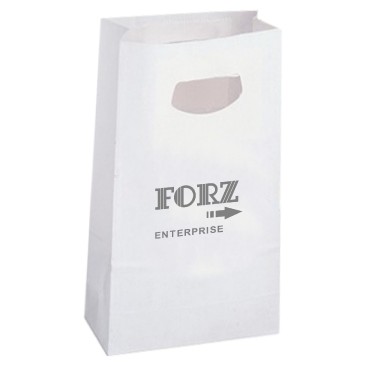 White Die Cut Handle Paper Bag - 1C1S (8" x 4" x 13 5/8")