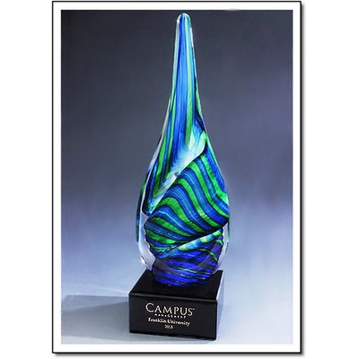 Amazon Art Glass Sculpture w/ Marble Base (4"x10.75")