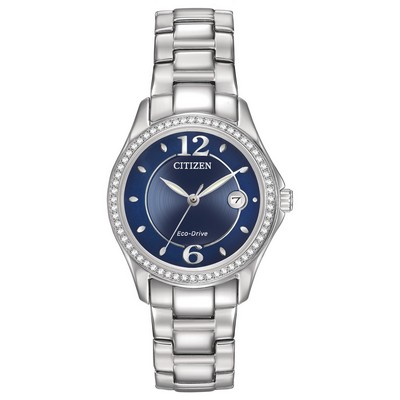 Citizen Ladies Silhouette Crystal Eco-Drive Watch, Stainless Steel, Blue Dial and Swarovski Crystals