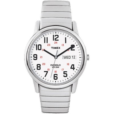 Timex Silver-Tone Men's Easy Reader Dress Extra Long Expansion Watch