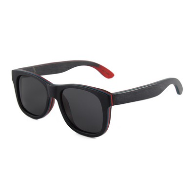 Layered Maple Wood Sunglasses - Black Frames