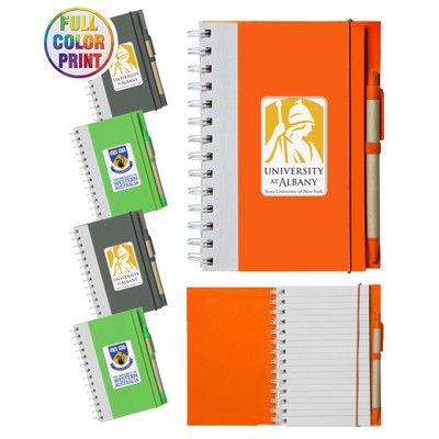 Union Printed - Eco Spiral Notebook with Matching Pen - Full Color Dome