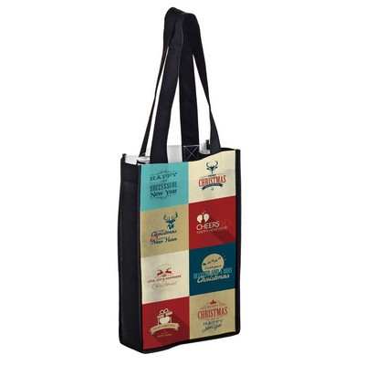 7"x3 1/2"12" Full Coverage PET Non-Woven Sublimated 2 Bottle Wine Tote Bag