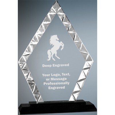 9" Large Diamond Accent Glass Award