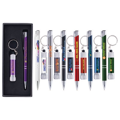 Tres-Chic & Chroma - ColorJet - Full Color Metal Pen & Flashlight Gift Set