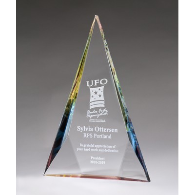 Freestanding Crystal Diamond Award with Prism-Effect Base & Hand Polished Edges -12"