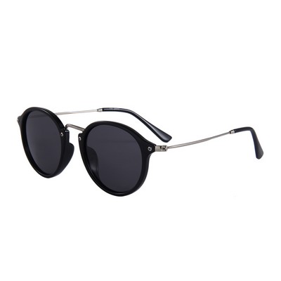 Sunglasses - Smoke Lenses - Black Frames - Silver Temples