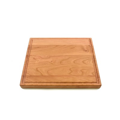 Square Cherry Hardwood Cutting Board with Groove