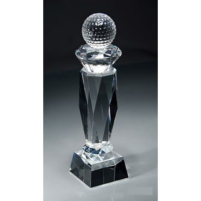 Crystal Golf Ball Award on Multifaceted Tower, 3"x 12"H