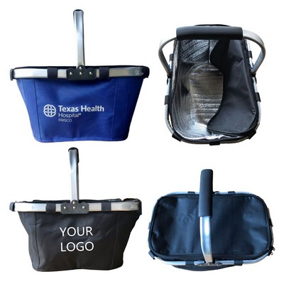 Foldable Picnic Cooler Bag Large Capacity Lunch Basket