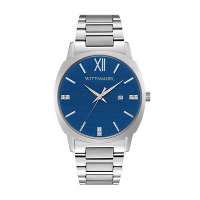 Wittnauer Men's Silver-tone Watch with Blue Dial