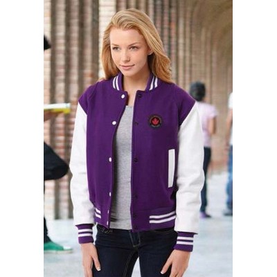 Melton Ladies Custom Leather Varsity Jacket w/Set-In Sleeve