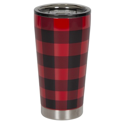 Texture Printed 16oz Red Plaid Tumbler with Smoke Cap