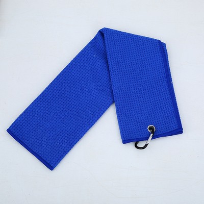 Microfiber Waffle Golf Towel w/Carabiner