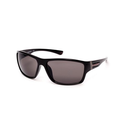 Skechers® Unisex Shiny Black Frames w/Smoke Gray Injected Sunglasses