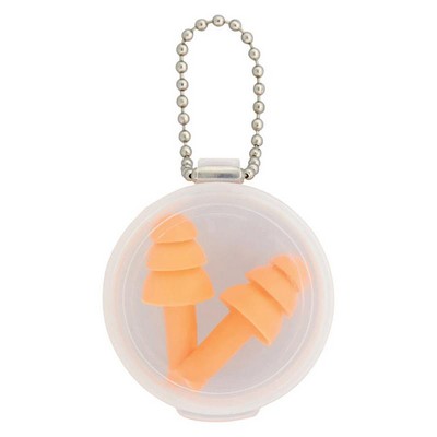 Silicone Ear Plug w/Round Case & Keychain