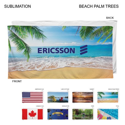 Stock Design Sublimated, Heavier Weight, Plush Velour Terry Cotton Blend Beach Towel, 30x60