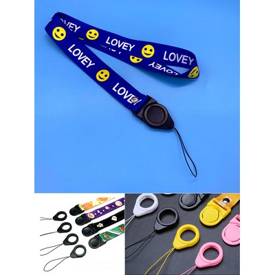 Flat Polyester Lanyard w/Plastic Button