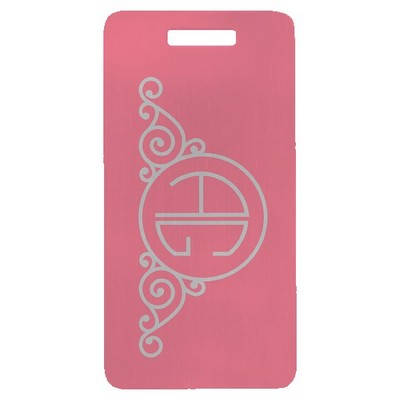 Anodized Aluminum Pink Luggage Tag, 3 7/8" x 2"