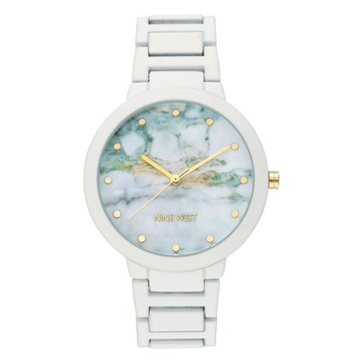 Nine West® Women's Marble Dial w/White Rubberized Bracelet Watch