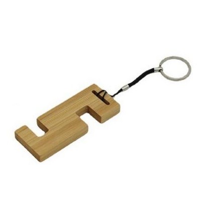 Style 2 Bamboo Phone Stand Keychain