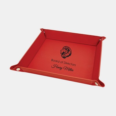 Red Leatherette Snap Up Tray w/ Silver Snaps