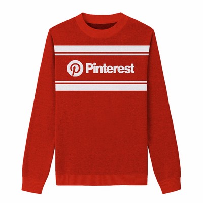 Custom Cotton Blend Jacquard Logo Sweater w/Banner Stripes