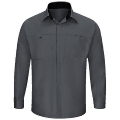 Red Kap® Long Sleeve Performance Plus Shop Shirt w/OilBlok Technology - Charcoal Gray/Black