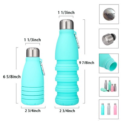 18 Oz. Collapsible Silicone Bottle w/ Carabiner