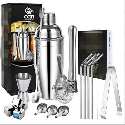 19-Piece Stainless Steel Cocktail Set