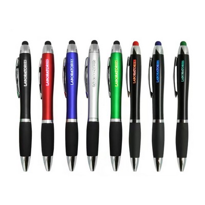 Curvy Plastic Light Up Pen w/Stylus