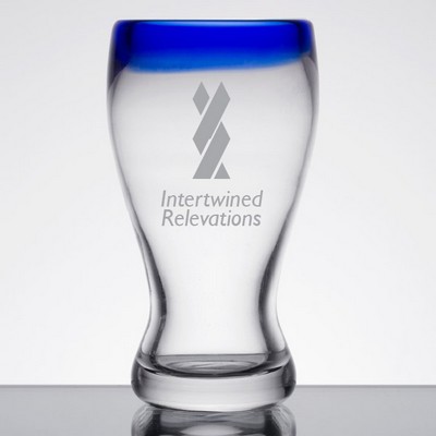 Deep Etched or Laser Engraved Libbey® 92312 Aruba 12 oz. Pilsner Glass with Cobalt Blue Rim