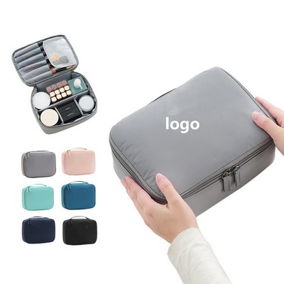 Makeup Case Organizer for Traveling w/Handle & Divider