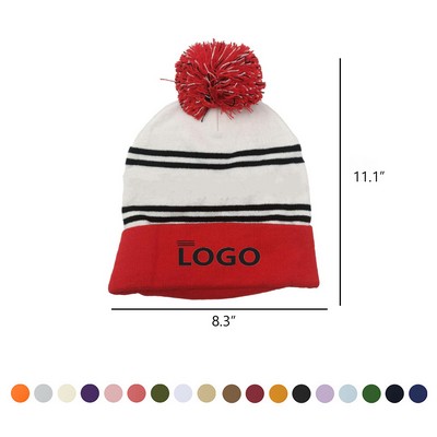 MOQ 100pcs Acrylic Winter Knitted Beanie Hat