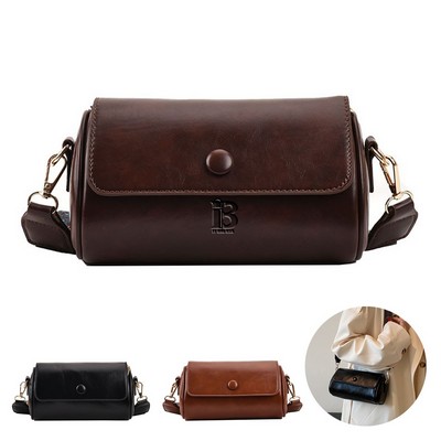 PU Leather Single Shoulder Crossbody Cylinder Bag