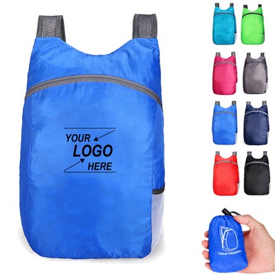 Packable Polyester Backpack with Drawstring Pouch