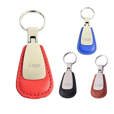 Metal Key Ring Vegan Leather Car Keychain