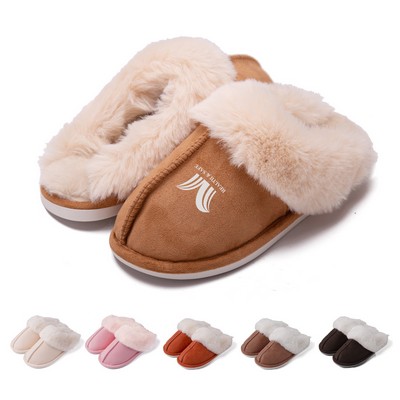 Faux Fur House Slipper Scuff Foam Slip Anti-Skid Sole